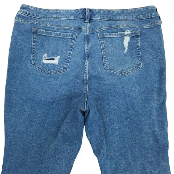 Torrid Jeans Boyfriend Straight Distressed Destroyed Plus Sz 20 Stretch HighRise - Picture 4 of 13